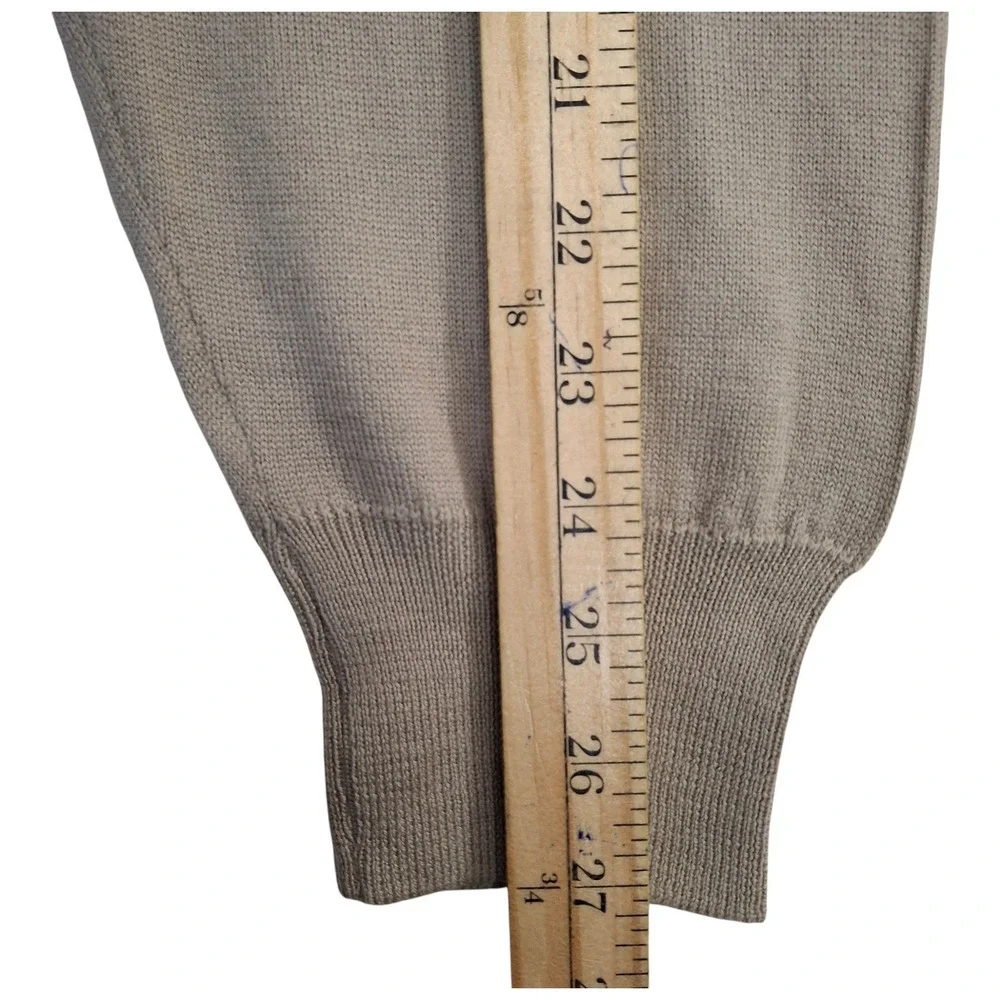 Lord & Taylor Mens Merino Wool Polo Sweater Large L Tan Long Sleeve Made Italy